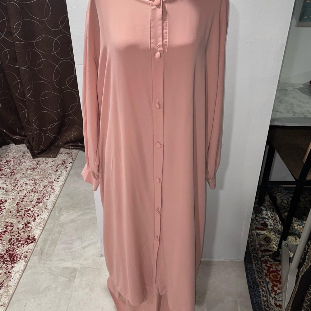 Elegant Pink Button-Down Dress